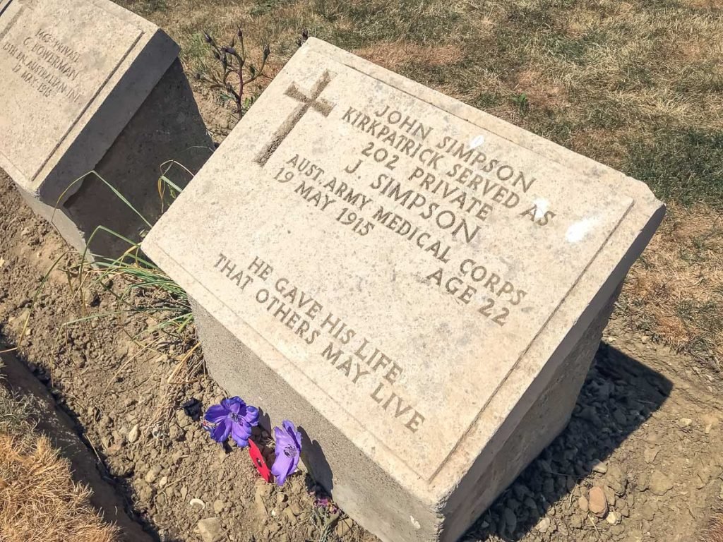 John Simpson Kirpatrick Grave Stone ANZAC Day at Gallipoli - John Simpson Kirpatrick